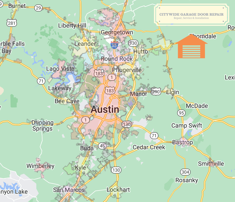 citywidegaragedoorrepair.info-Austin-Texas-Map