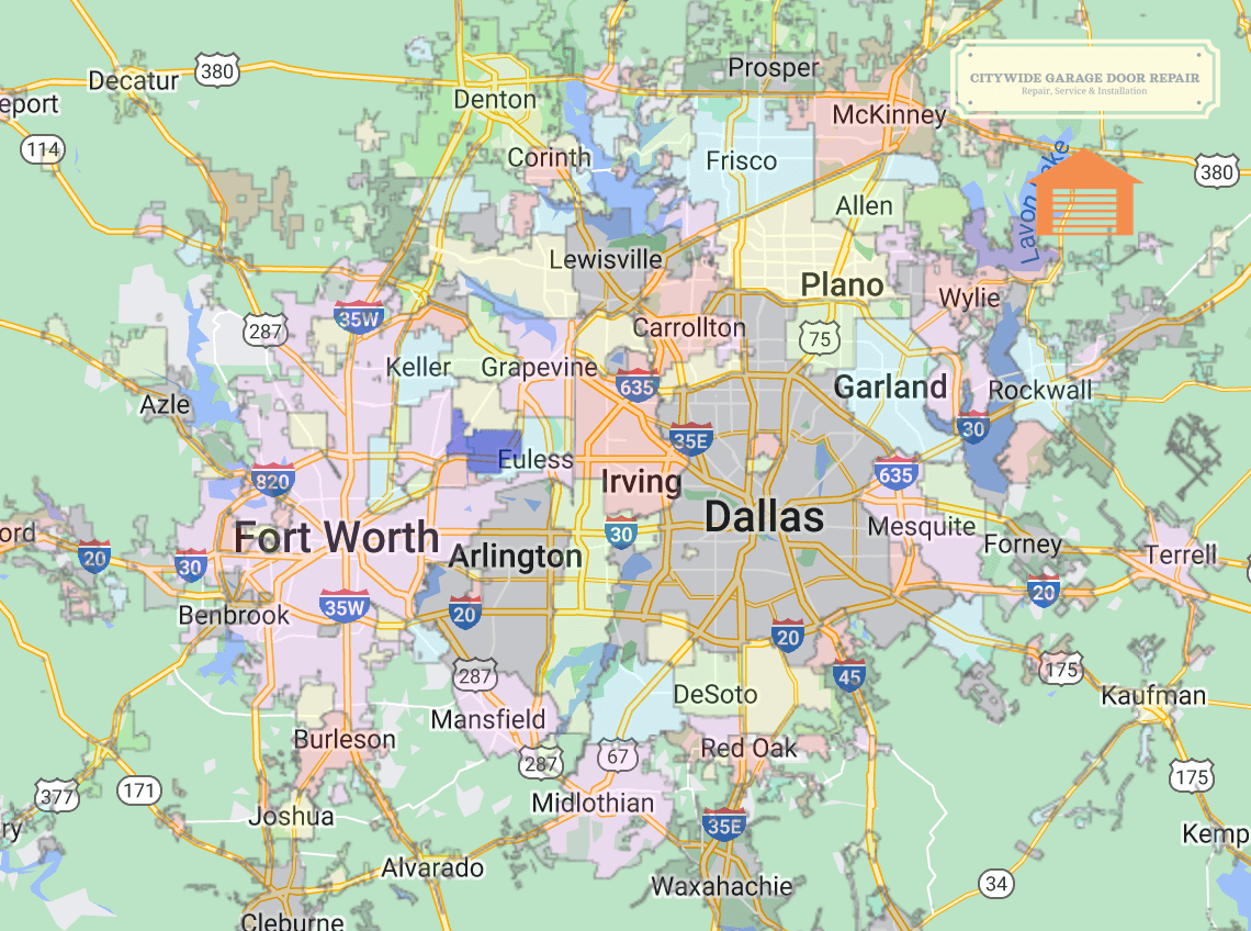 citywidegaragedoorrepair.info-Dallas-Fort-Worth-Texas-Map